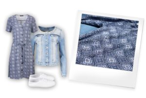 KiK_wzorzysta_sukienka_zapinana_na_guziki_do_wiazania_pasek_cena_39_99_kurtka_jeansowa_okragly_kolnierzyk_z_perel_i_dzetow_69_99 Letnie sukienki w powakacyjnych stylizacjach Cienkie, przewiewne, miłe w dotyku i niesamowicie wygodne